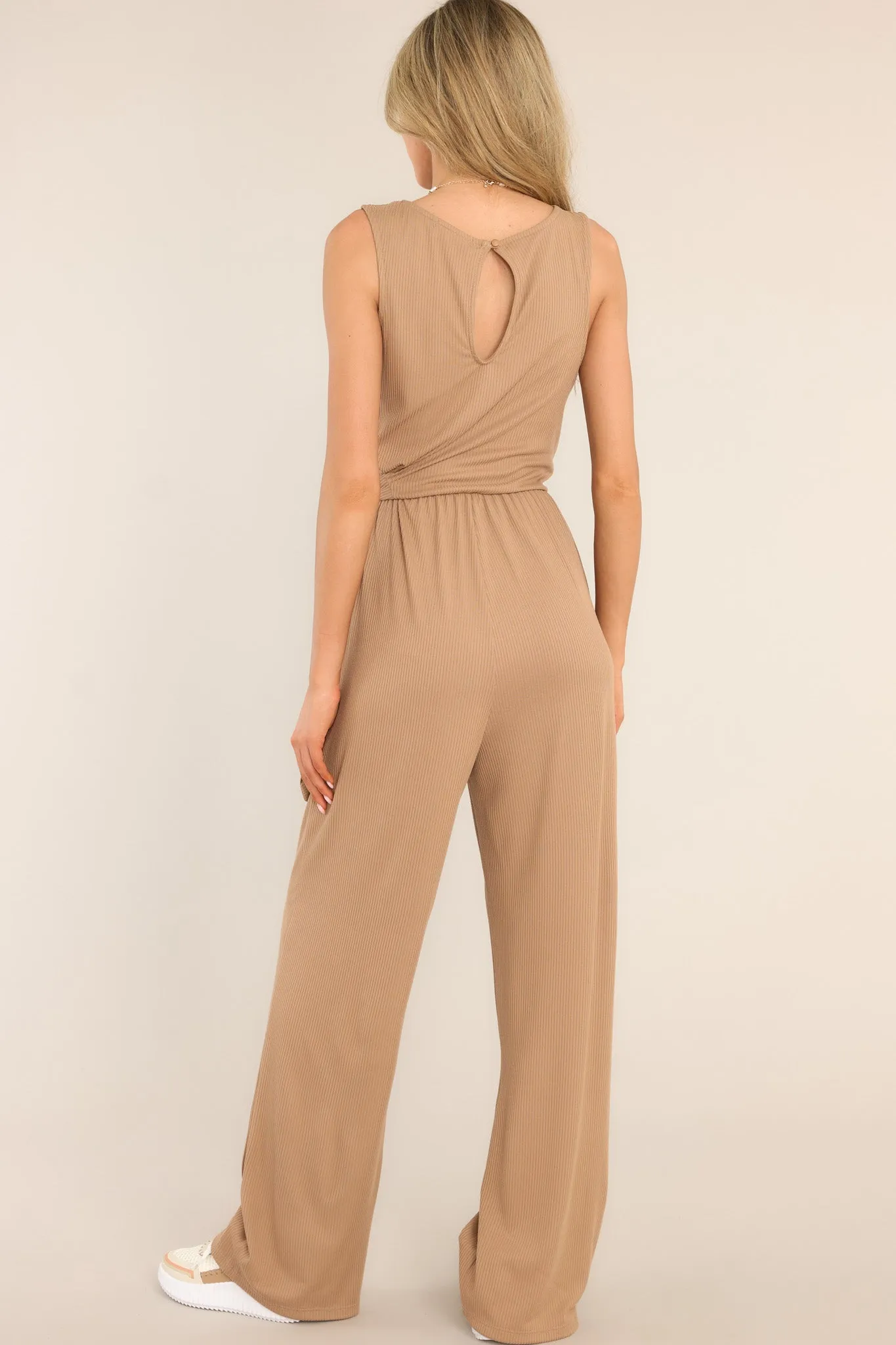 A Forever Favorite Tan Ribbed Jumpsuit