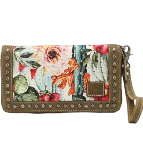 Ariat Ladies Matcher Cactus and Floral Print Studded Leather Clutch A770000197