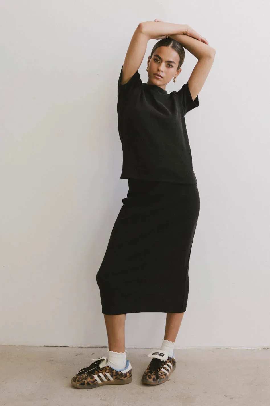 Calais Ribbed Skirt in Black