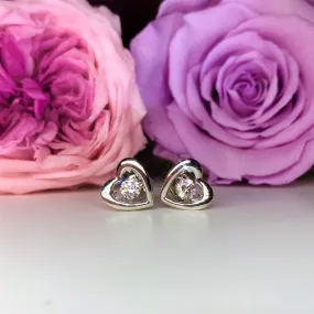 Dancing Stone Heart Shape Stud Earrings - ED1