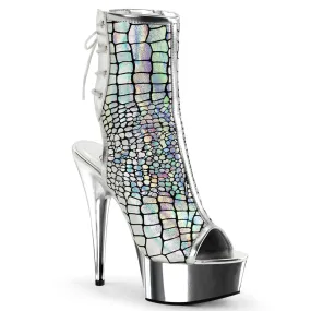 DELIGHT-1018HG Silver Chrome Platform Hologram Clearance Boot