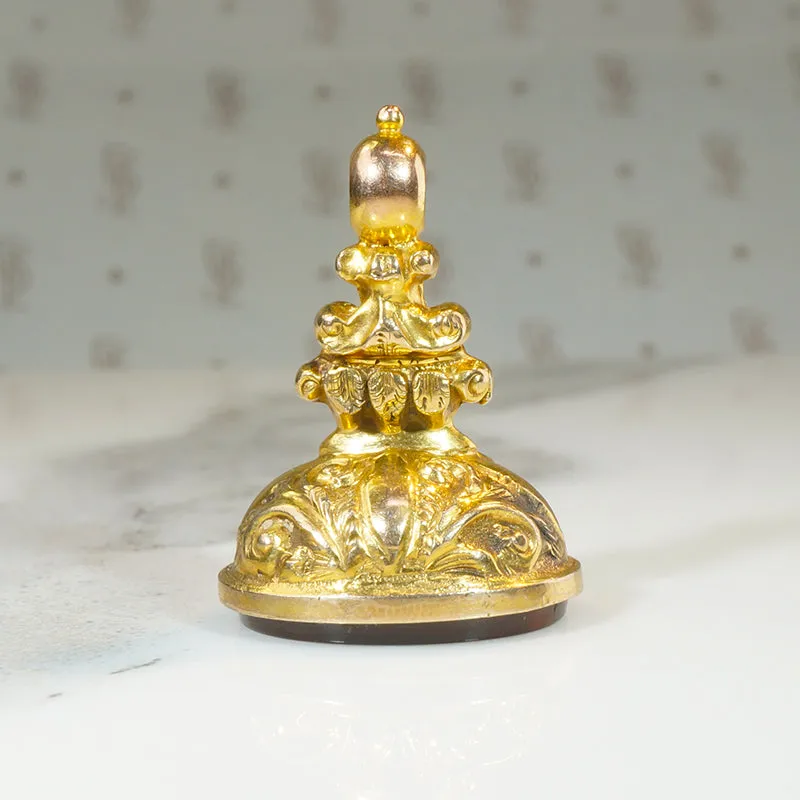 Elaborate Edwardian Fob in Carnelian & 9ct English Gold