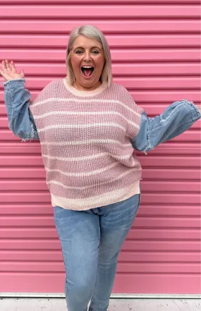 Ethan Striped Knit Jumper in Blush by Worthier