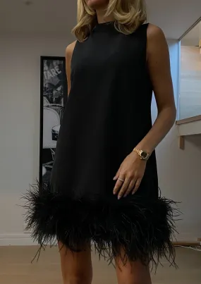 Isabella Dress Black With Feathers