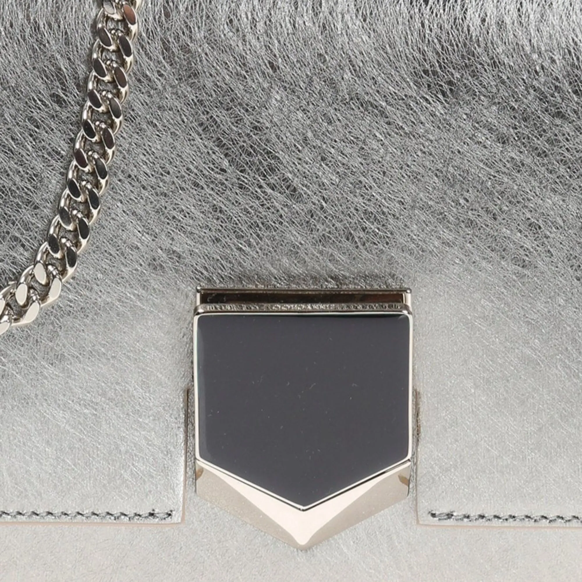 Jimmy Choo Metallic Silver Lockett Crossbody Shoulder Bag