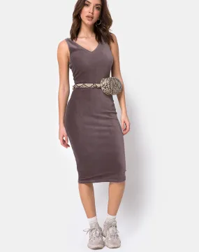 Kardie Bodycon Dress in Mocha Velvet Rib