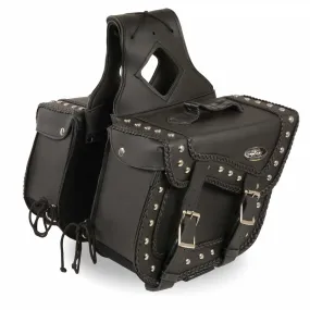 Medium Braided Zip-Off PVC Throw Over Saddle Bag w/ Studs (12X9X6X17.5)