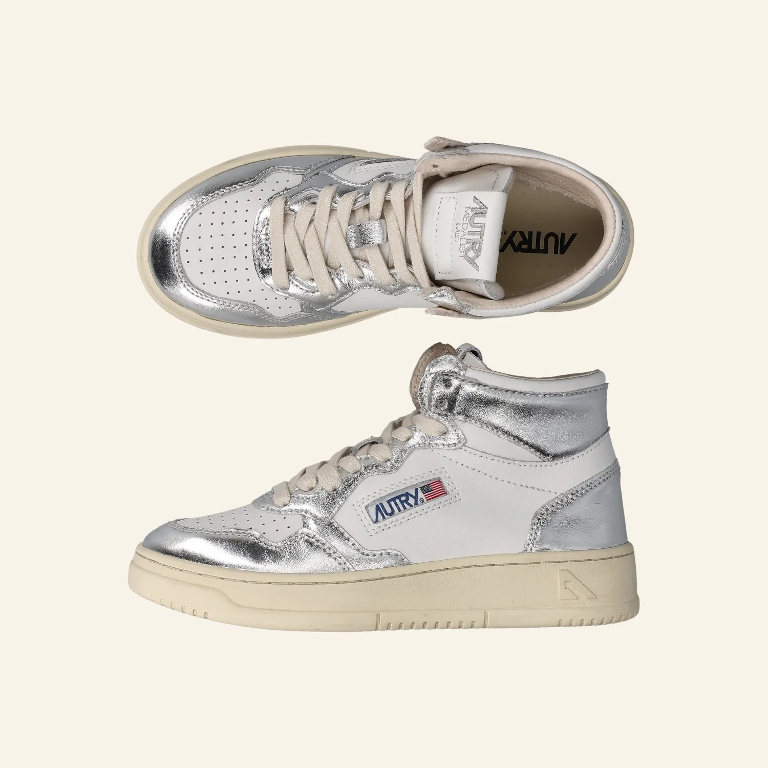 MID SNEAKER 80's | Bicolor White/ Silver