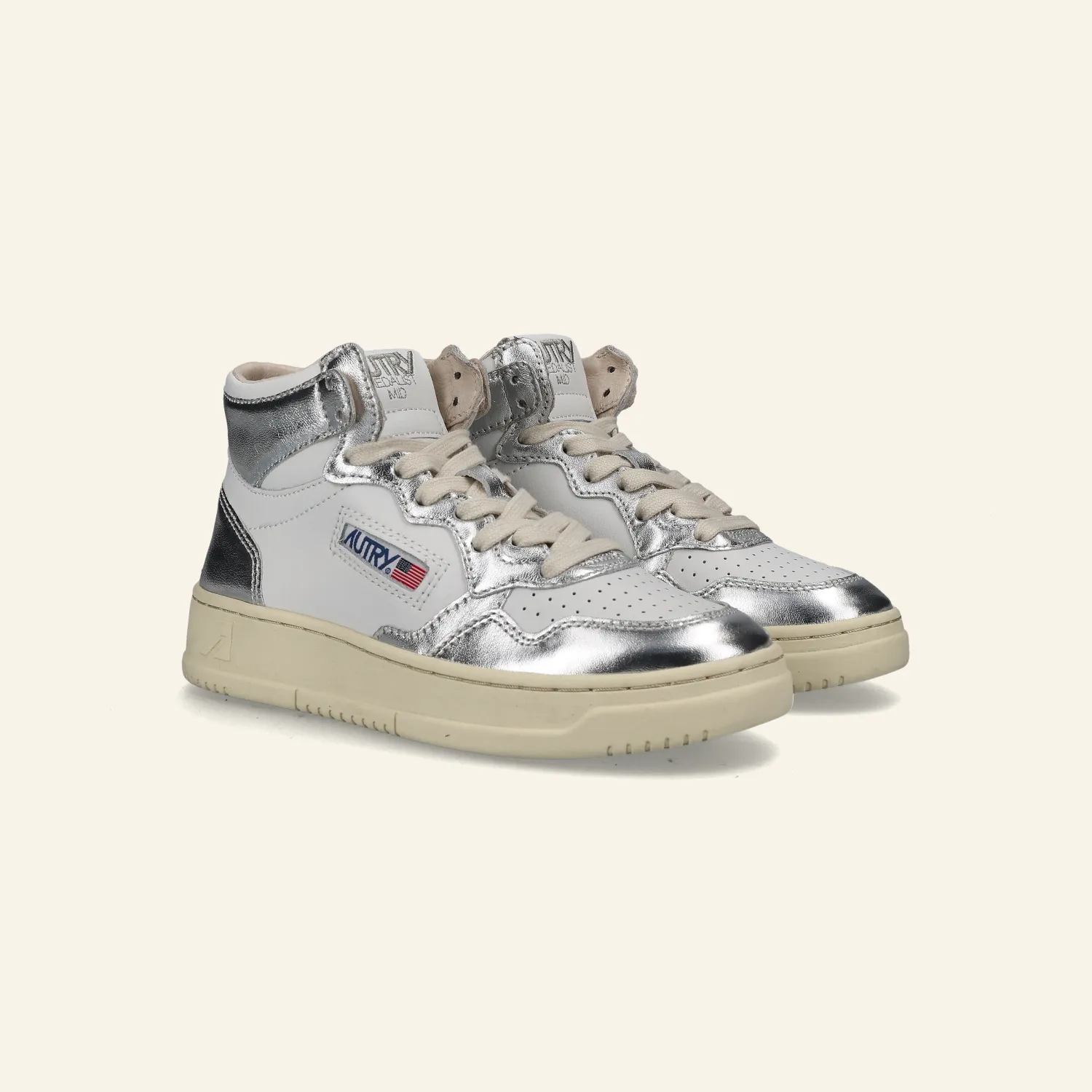 MID SNEAKER 80's | Bicolor White/ Silver