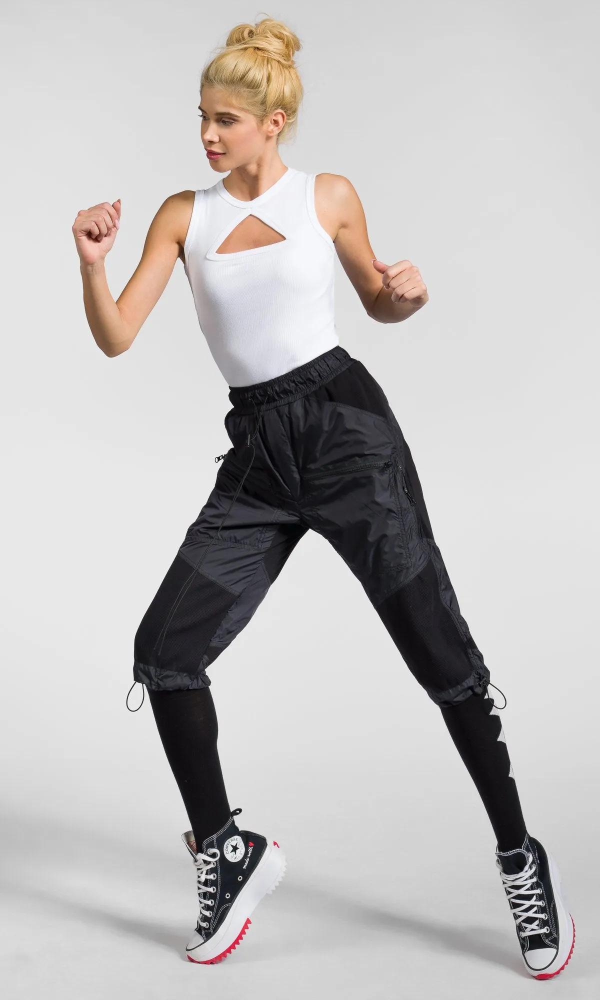 Ribbed Knee Track Pants