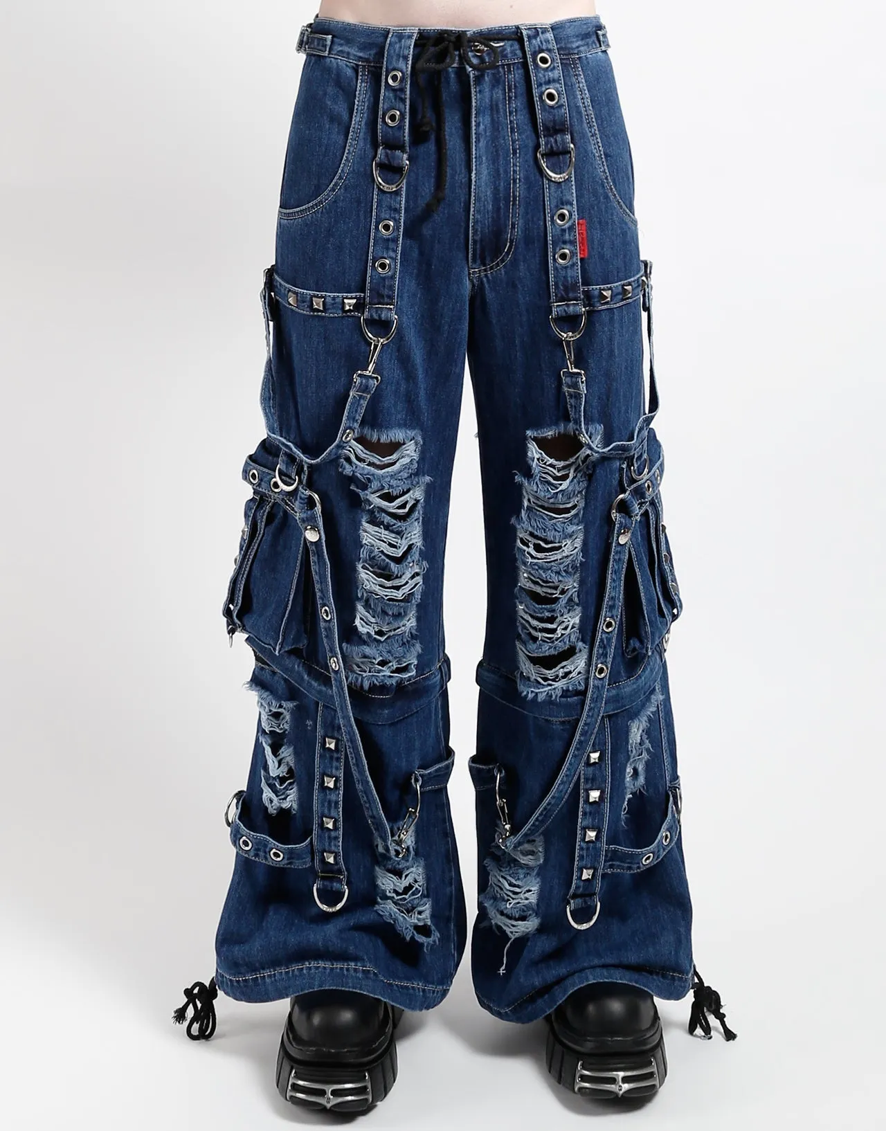 SHREDDER DENIM STRAP PANT INDIGO