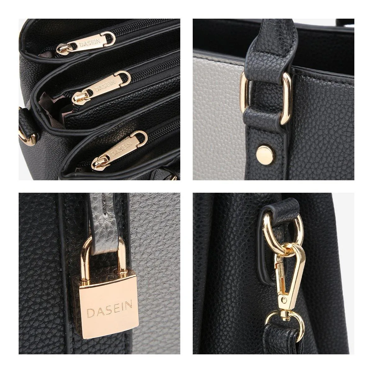 Two-Tone Padlock Satchel with Matching Wristlet