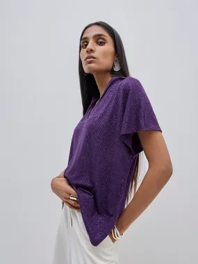 Wardrobe Purple Ribbed Shimmer Blouse