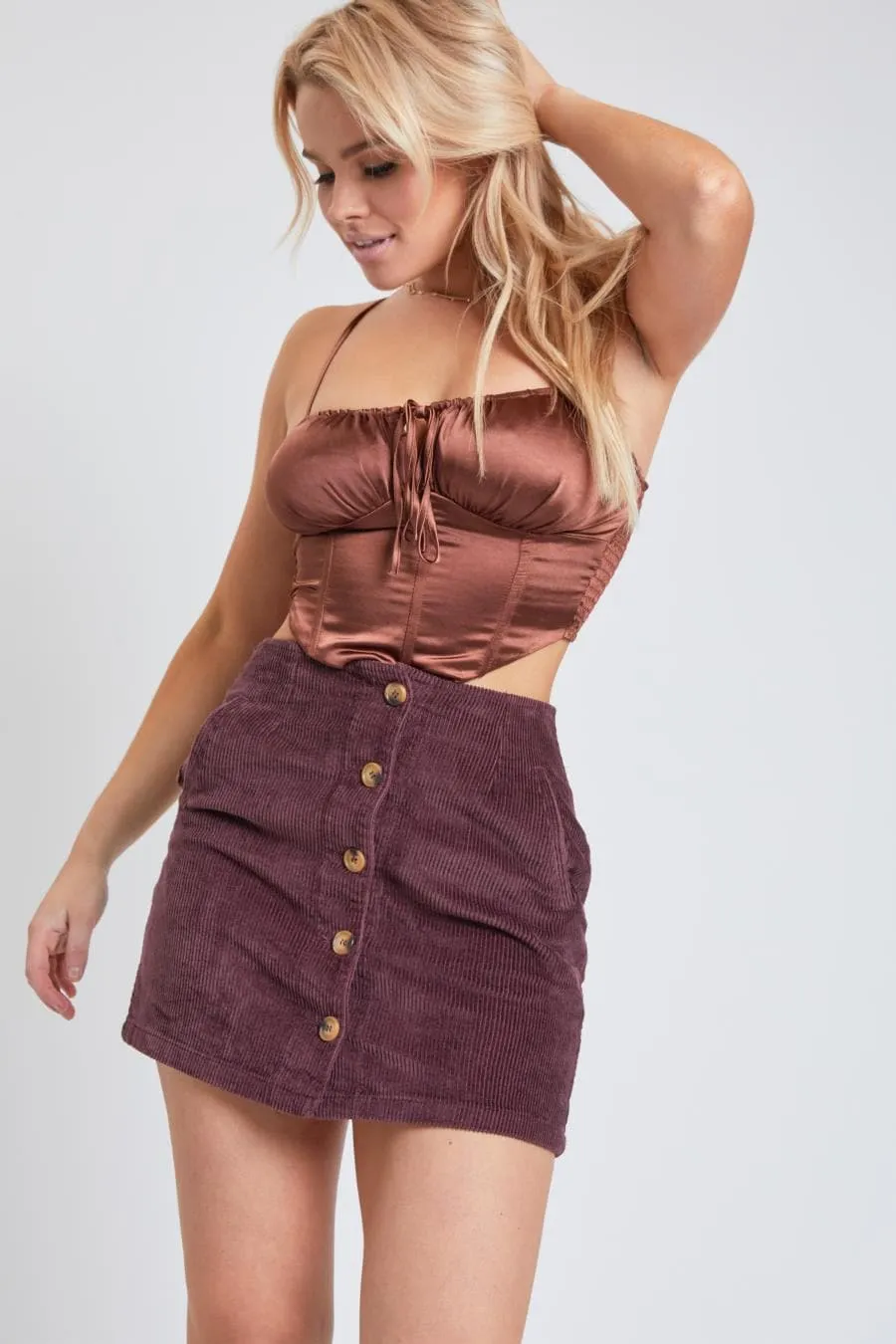 Women's Corduroy Button Front Skirt